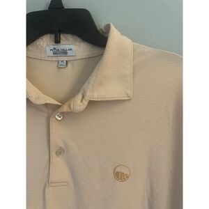 Peter Millar Summer Comfort Peach White Striped Short Sleeve Polo Shirt Men's XL